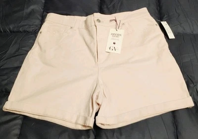 Pantalones cortos para mujer Gloria Vanderbilt Amanda rosa con bolsillos talla 16 nuevos con etiquetas Foto 1 de 4