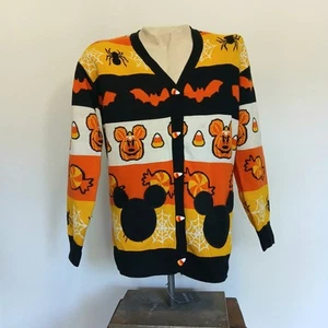 Disney Her Universe Halloween Mickey Mouse Candy Corn Cardigan Button Sweater C3 - Picture 1 of 6