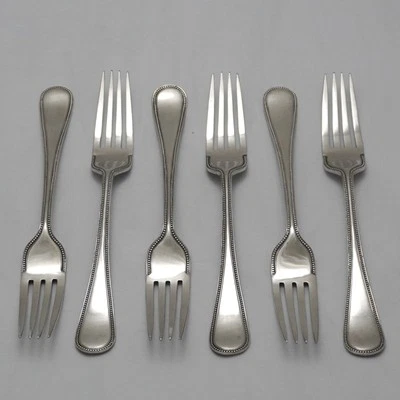 Talheres de serviço BEAD Design Edwardian J.W & T Sheffield prata seis garfos de mesa - Imagem 1 de 3