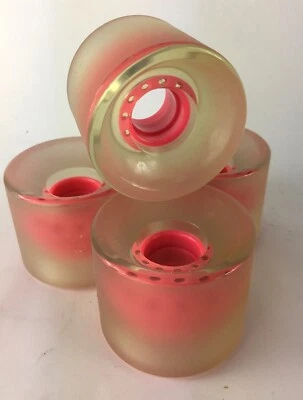 Cruiser CLEAR BRIGHT Pink CORE GUMMY Skateboard Wheels 82A 62 mm Stone Sanded