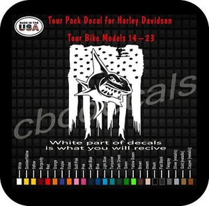 Cbcdecals- Shark American Flag Tour Decal For 14-22 Harley Davidson SG - Picture 1 of 12