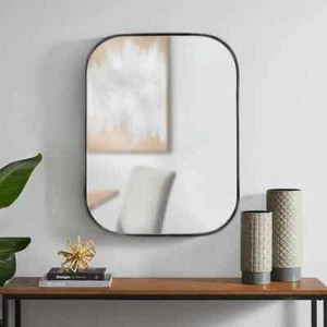 32 in. H x 24 in. W Home Black Medium Rectangle Modern Frame Wall Mirror - Picture 1 of 9