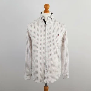 Sequal Mens White Polka Dot Stripe Print Long Sleeve Slim Fit Shirt Chest 40" - Picture 1 of 9