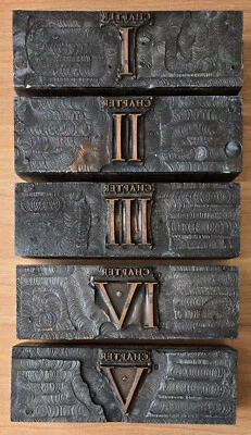 复古古董 5 件装罗马数字印刷新闻书板块切割编号  — 第 1/4 张图片