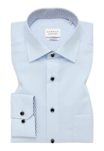 Camisa eterna Comfort Fit verde nivel alto 65 cm brazo azul cielo liso 1307/11 E15K - Imagen 1 de 2