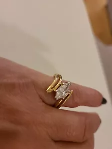 NUEVO Anillo Firmado 14KT GE Solitario CZ Talla 7 Cóctel - Imagen 1 de 6