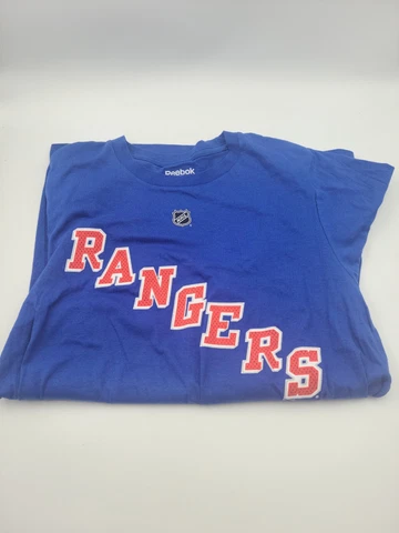 NHL Reebok Size Small Rangers Tshirt 100% Cotton Blue Lundqvist Short Sleeve Cover