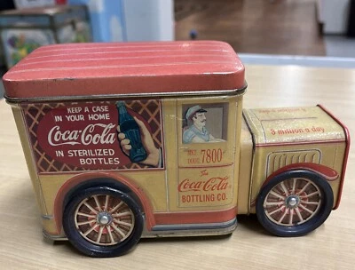 Vintage 1994 Coca Cola Delivery Yellow Truck Shaped  Collector Tin Storage Box - Image 1 of 4