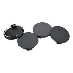65mm Wheel Center Cap Black & Silver Blank Cover Cap Hubcaps For Rims 4pcs - Picture 1 of 6