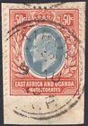 EAST AFRICA &amp; UGANDA-1907-08 50c Grey-Green &amp; Orange-Brown FU small piece Sg 41