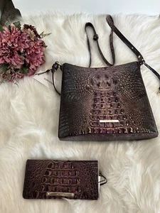🌺🌺NWT BRAHMIN  KATIE SHOULDER  BAG IN FIG JAM Melbourne & Ady Wallet - Picture 1 of 5