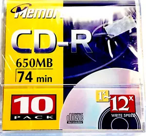 Memorex CD-R 650 mb 74 min 10 Pack Compact Disc NEW Sealed OEM Recordable Pro - Picture 1 of 9