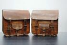 Motorcycle 2 Side Pouch Brown Goat Leather  Saddlebags Saddle Bag Panniers