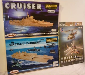 LOT OF 3D MILITARY PUZZLES CRUISER & AIRCRAFT CARRIER PUZZLED HELICOPTERS DARON - Picture 1 of 5