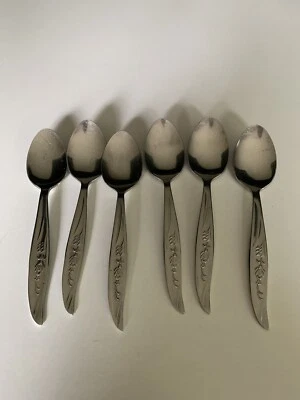 Flatware SET 6 TEA Spoons.  Vintage HULL DORZEL stainless Pinebrook pattern E12 - Image 1 of 4