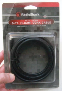 New Radio Shack Technology + 6 Foot Coax Cable Black With Securing Ends WS295 - Picture 1 of 4