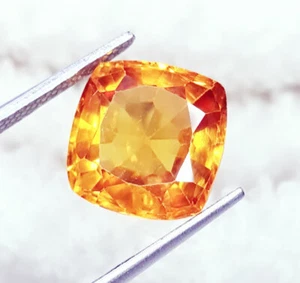 Natural Orange Sapphire Certified 6.27 Ct Loose Gemstone Transparent Cushion Gem - Picture 1 of 8