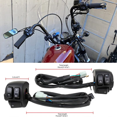 1" 25mm Handlebar Control Switch + Wiring Harness For Harley Sportster 883 1200 - Image 1 of 4