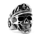 Men Hip Hop /Punk Fashion Silver Skull Police Titanium Stainless Steel Ring 9-12