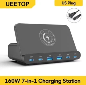 Ueetop 160W USB Charging Station Wireless Charging 65W PD PPS 45W GaiN Charger - Picture 1 of 6