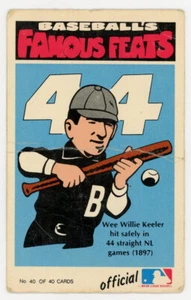 Baseball Famous Feats 1972 Fleer #40 Willie Keeler MLB Card - Picture 1 of 2