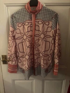 Beautiful SHEIN Silky print Pink Blouse Size 10-12 - Picture 1 of 6