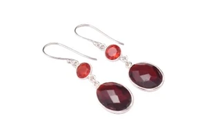 925 Argento Sterling Granato Rosso Pietra Fatto a Mano Adorabile Pendente Belli - Foto 1 di 10