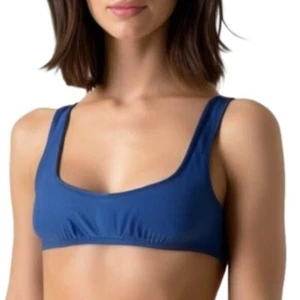 J. Crew Heritage Scoop Neck Bikini Top Womens Small Blue Lined Adjustable BX611 - Picture 1 of 3
