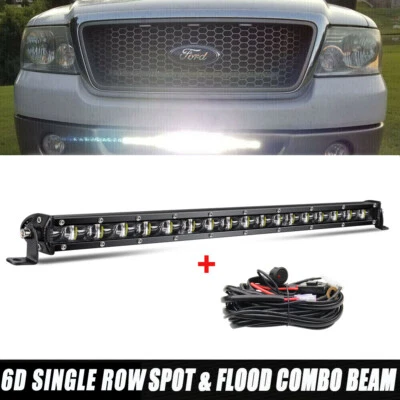 Parachoques delantero Ford F150 2004 2005 6P 20" barra de luz LED de inundación puntual fila única Foto 1 de 4