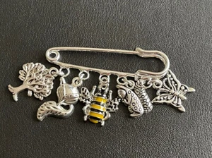 ❤️FAUNA SELVATICA BOSCO CAMPAGNA Spilla Argento Sciallo Kilt Spilla 5 Ciondoli Borsa Regalo. - Foto 1 di 3