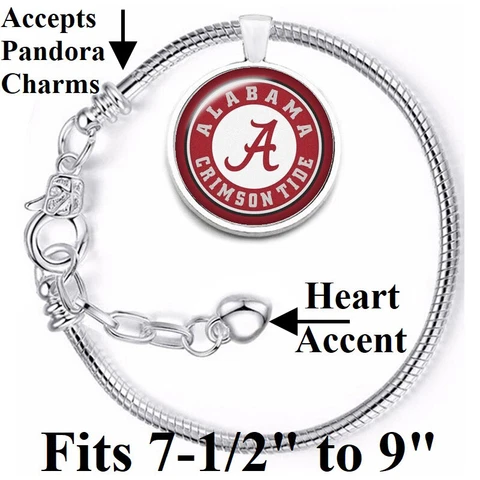 University Alabama Crimson Tide Womens Sterling Silver Bracelet Jewelry Gift D10 Cover