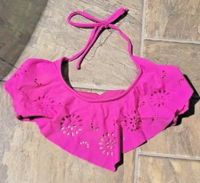 De Colección OP M 7-9 Bikini de Natación Top Rosa Caliente Volantes Ojales Bandeau Traje de Baño Sin Acolchado  Foto 1 de 4