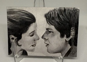 Star Wars The Empire Strikes Back Han Solo & Princess Leia Sketch by Paul Shiers - Picture 1 of 2