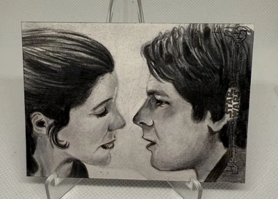 Star Wars The Empire Strikes Back Han Solo & Princess Leia Sketch by Paul Shiers - Image 1 of 2
