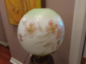 Antique Vintage Parlor Lamp Globe Shade Ball GWTW Hand Painted Floral 9 1/2" - Picture 1 of 6
