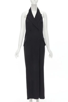 MOSCHINO Mono Vintage Barato Chic Halter Sin Espalda Doble Botonadura abertura IT42 M Foto 1 de 4