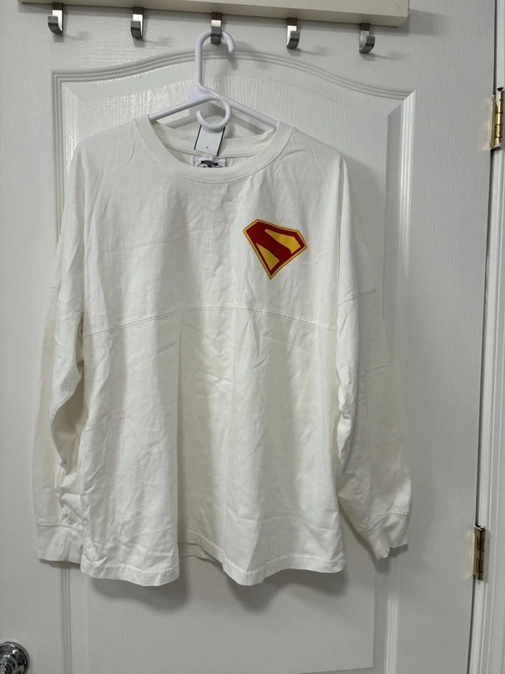 Camisa DC Comics Superman Classic Logo XL Blanca Manga Larga 100% Algodón Foto 1 de 4