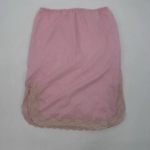 Vintage Half Slip Skirt Lingerie Pink Ivory Lace Trim Womens Size M/L nylon blen - Picture 1 of 8
