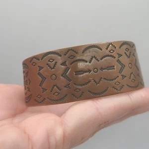 Vintage massives Kupfer Armband Manschette gestempelt Southwestern 7" - Bild 1 von 13