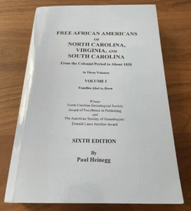 Free African Americans North Carolina, Virginia & S.Carolina, Genealogy, Vol 1. - Picture 1 of 3