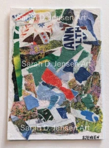 ORIGINAL ACEO Mixed Media Abstract Collage Wall Art Decor 2.5x3.5in Signed ATC - Picture 1 of 1