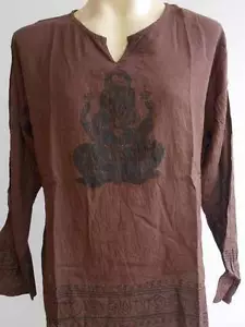 Ganesh OM Cotone Hudusiam Meditazione T Shirt Uomo Marrone Gt20 - Foto 1 di 4