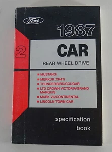 Libro De Tablas Ford Mustang / Lincoln Continental / Mercury Cougar... Mj. 1987 - Imagen 1 de 2