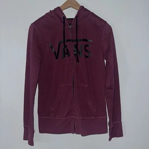 Vans Kids Full-Zip Logo Hoodie SMALL (10-12yrs) Maroon Black $65 Skate Casual - Picture 1 of 8