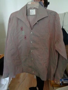 SEARS 50's-60's SHIRT JAC Mauve Iridescent! 3 Crests! L/S Loop Collar! KRAMER XL - Picture 1 of 3