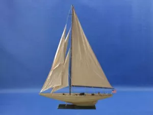 Wooden Rustic Intrepid Model Sailboat Decoration 60" - Picture 1 of 10