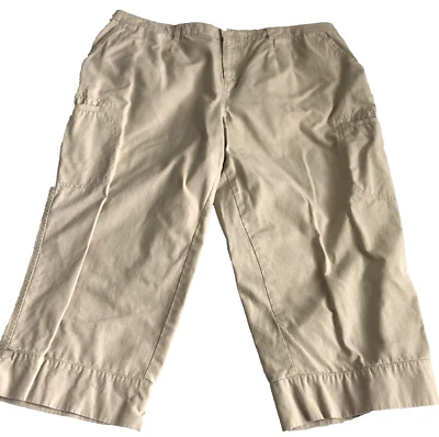Pantalones cargo capri Izod para mujer talla 18 W tiro alto bolsillos de corte algodón Foto 1 de 4