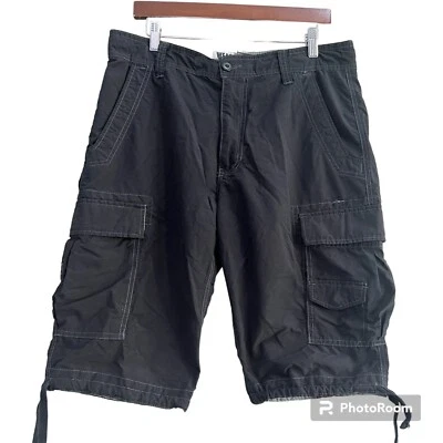 Shorts Wear First Cargo Masculino Tamanho 34 Preto Cordão Pernas Skatista Utilitário Grunge - Imagem 1 de 4