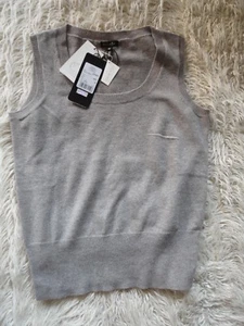 Suéter sin mangas ESCADA 100 % estilo cachemir nombre SALIHAH brezo topo nuevo con etiquetas M - Imagen 1 de 8