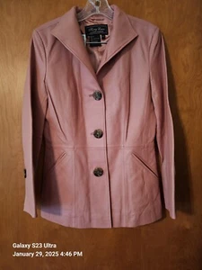 Womens Leather Jacket Terry Lewis Sz XS Rosy Apricot - Picture 1 of 12